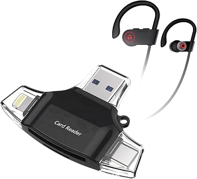 BoxWave Smart Gadget Compatible with Tranya X2 - AllReader SD Card Reader, microSD Card Reader SD Compact USB - Jet Black