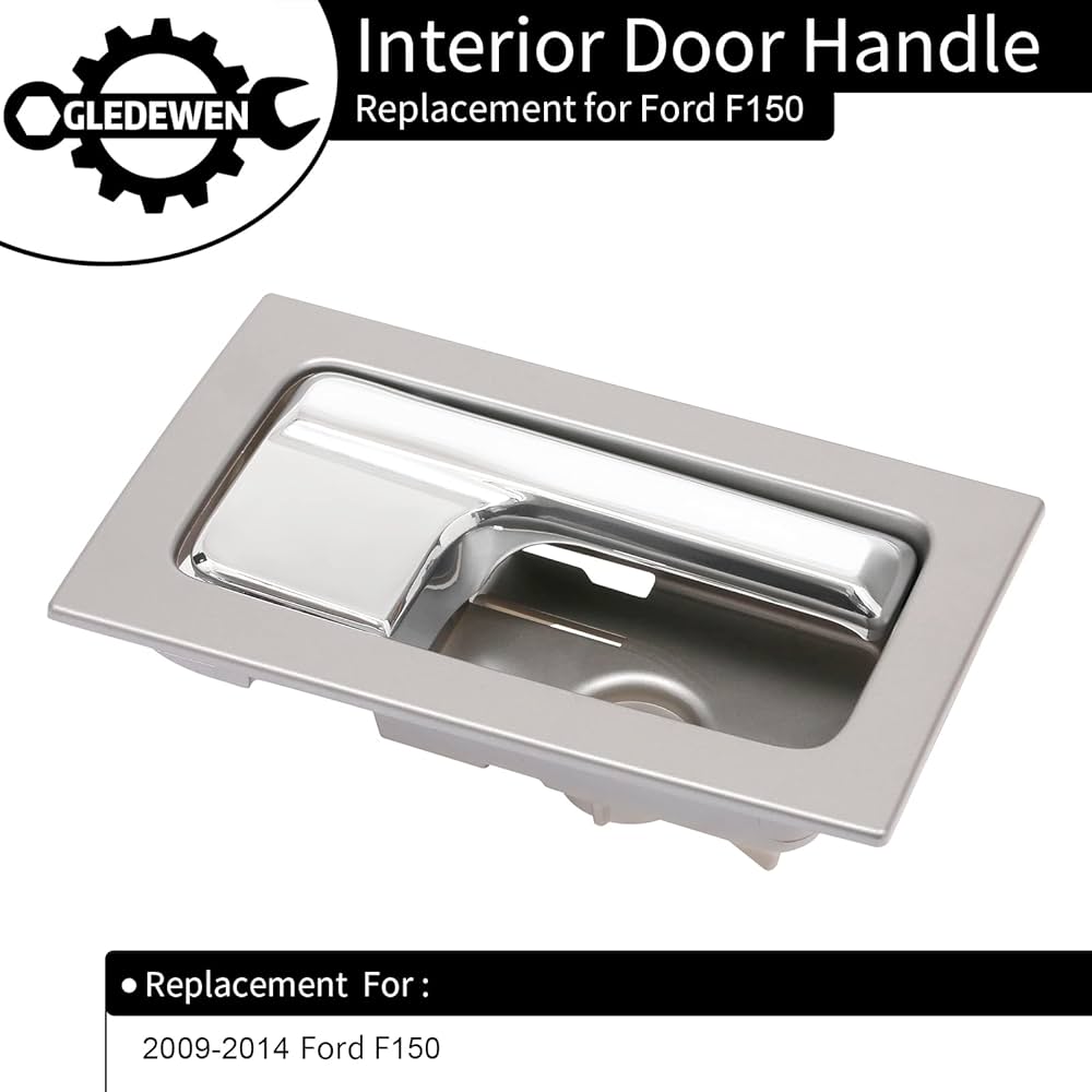 Replacement Interior Door Handle For 2009-2014 Ford F-150 Black Bezel Chrome Lever - View #5