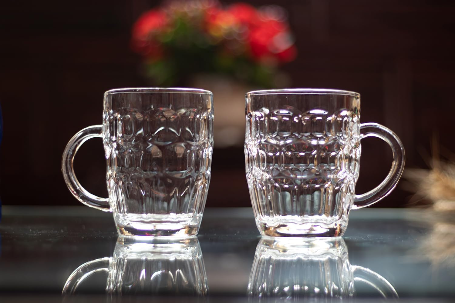 1 Pint Dimpled Beer Mug Set of 4 - Heavy British Pub Thick Glass with Handle - Stein Cup for Beer Lover in Home Party BBQ - Image 8