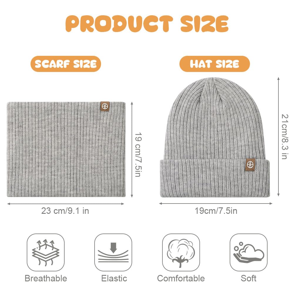 Zestaw czapek i szalika dla dzieci, czapka zimowa beanie i szalik, czapka z dzianiny, ciepła dzianina, uniseks, dla chłopców i dziewczynek, 2-8 lat, na narty, rower, outdoor