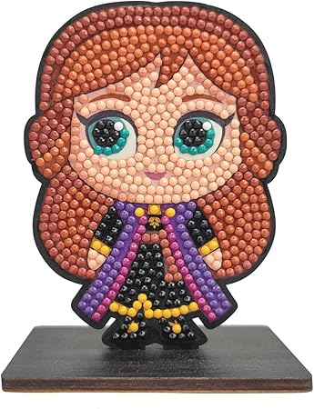 CRYSTAL ART – Set mit Diamant-Figuren – Manuelle Aktivität zum Basteln und Spaß – Erwachsene und Kinder – glitzernde Dekoration in verschiedenen Farben – Disney Die Eiskönigin – Anna