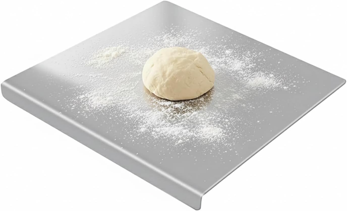 Stainless Steel Cutting Boardwith Lip,11.8 * 15.7Inch Kitchen Chopping Pan with Non-Slip Pads for Meat, Vegetables, Bread & Baking, Dishwasher Safe Easy-Clean Prep Surface