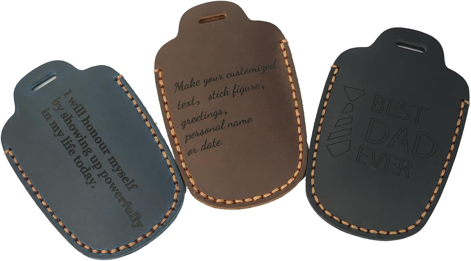 SANRILY Customized Keychain Holder Handmade Smart Key Fob Cover Fit for Porsche Macan Cayenne Panamera 911 Boxster Cayman 718 Festival Gifts for Women Men Keyless Leather Key Case Blue