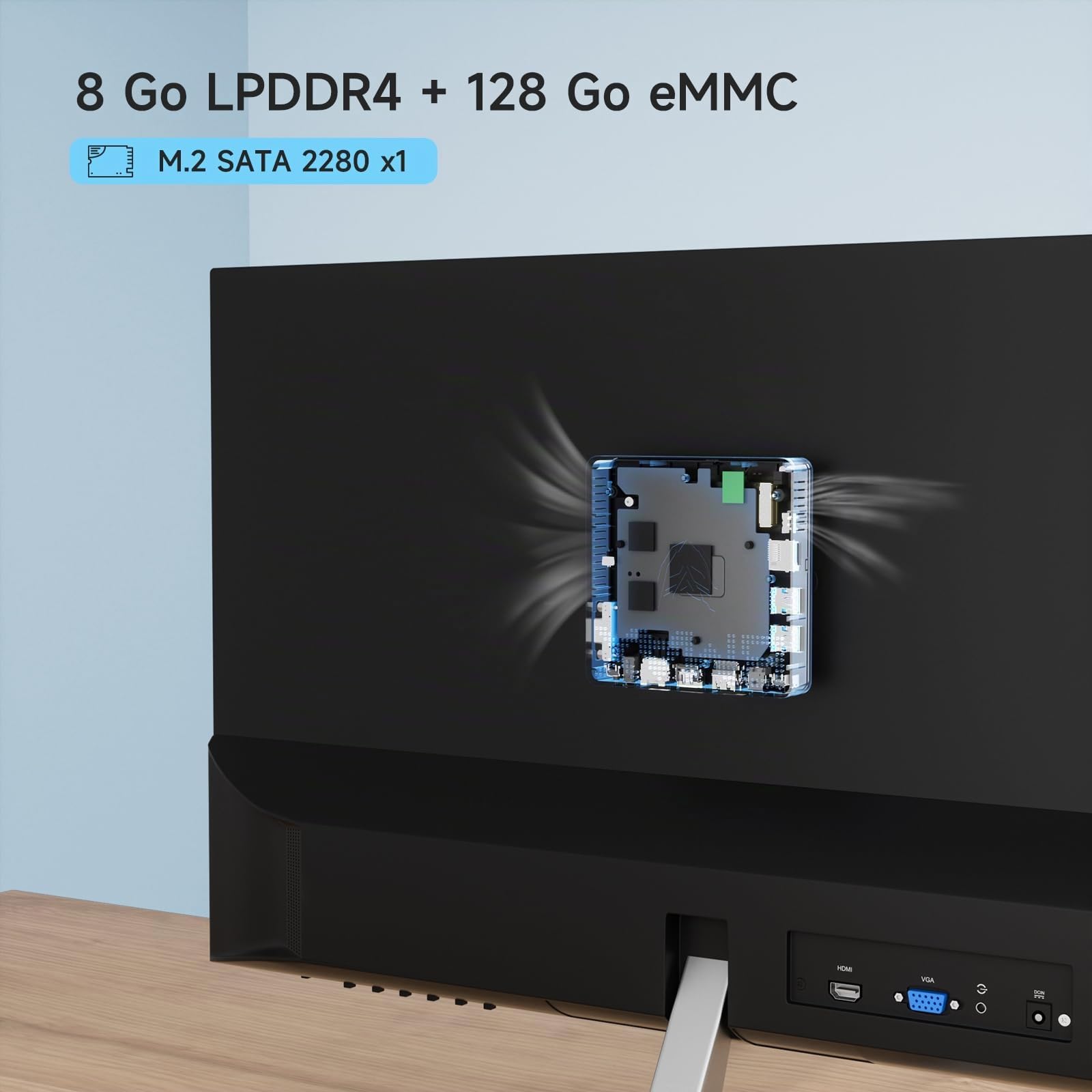 BMAX B1Pro Mini PC 8 Go DDR4 128 Go eMMC W-11 Pro Gemini Lake N4000 (jusqu'à 2,6 GHz) Double écran Prend en Charge 4K HDMI, WiFi 2,4 G/5 G, Bluetooth 4.2 PC Domestique, Ordinateur de Bureau