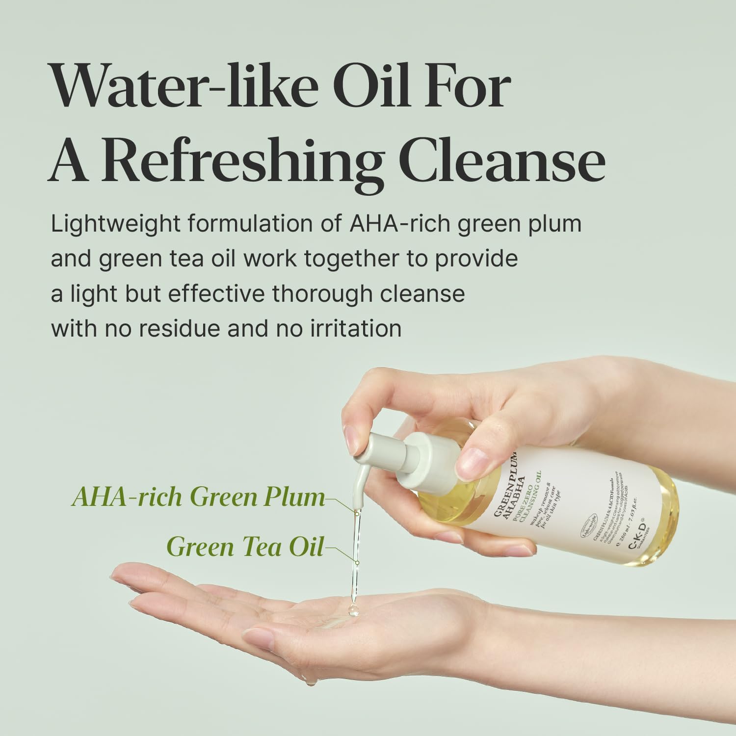 CKD Green Plum AHA·BHA Pore Zero Face Cleansing Oil -Gentle Korean Cleanser, Instant Makeup Removal, Sebum Control, Hydrating & Low-Irritation. No Oily Residue. 7.03 fl oz - Image 6