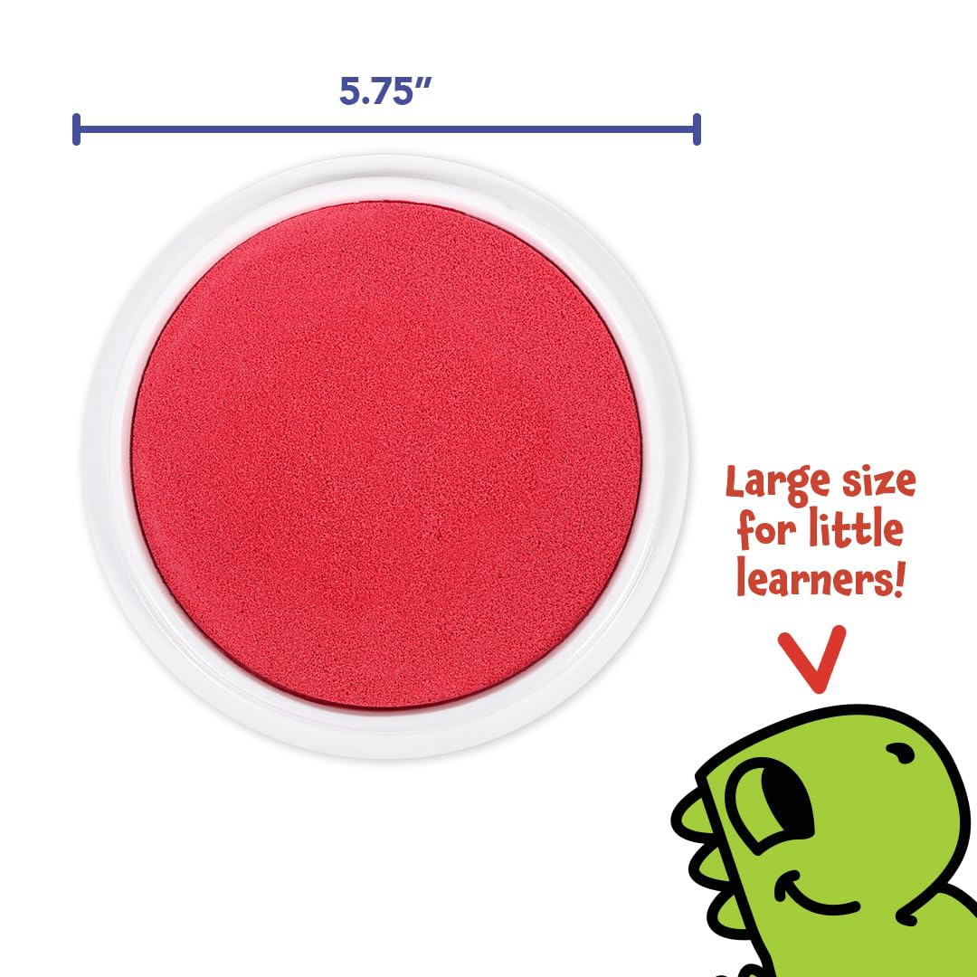 READY 2 LEARN Jumbo Circular Washable Stamp Pad - Pink - 5.75" dia. - Non-Toxic - Fade Resistant - Ideal Size for Handprints and Footprints