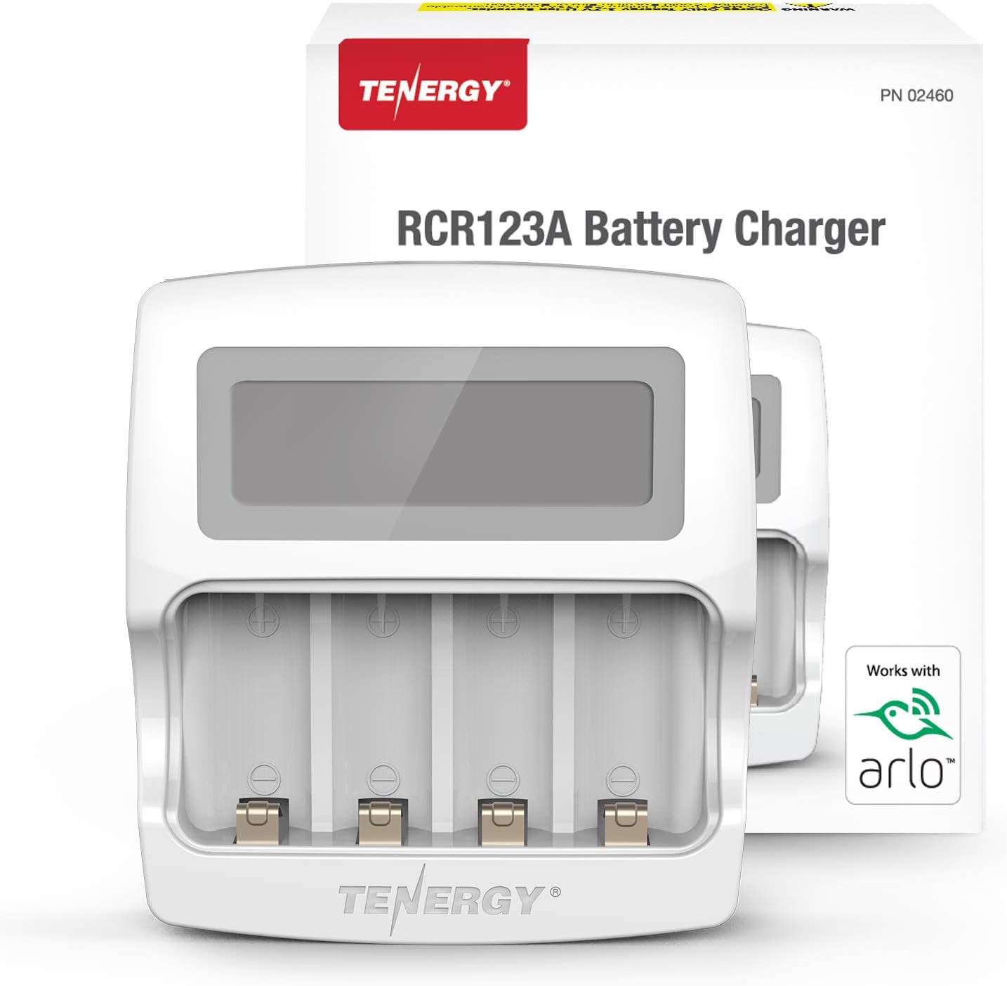 Tenergy Arlo Certified Premium Battery Charger with LCD ONLY for Tenergy Arlo Battery 3.7V 750mAh/650mAh Li-ion RCR123A Rechargeable Batteries, UL Listed, CE, and FCC Certified
