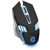 Bluetooth Mouse Wireless, Rechargeable, Multi-Device(2.4G/BT5.0/BT3.0), 7 Buttons, Silent Click, Ergonomic, 7-Color Backlit, LED Light up Mice for Laptop, Computer, Mac, PC, Chromebook - Black