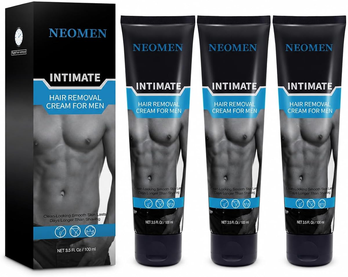 Intimate Hair Removal Cream for Men: Men's Depilatory Cream for Private Area, Body Hair Removal Cream for Sensitive Skin with Aloe & Vitamin E, 3.5 Oz Pack of 3