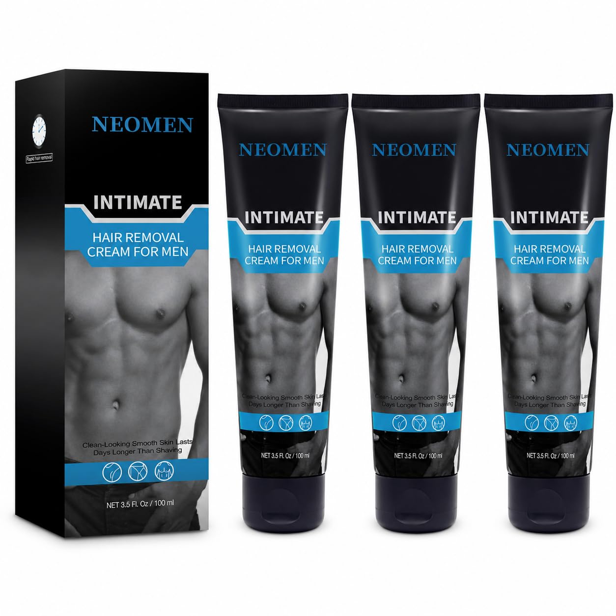 Intimate Hair Removal Cream for Men: Men's Depilatory Cream for Private Area, Body Hair Removal Cream for Sensitive Skin with Aloe & Vitamin E, 3.5 Oz Pack of 3