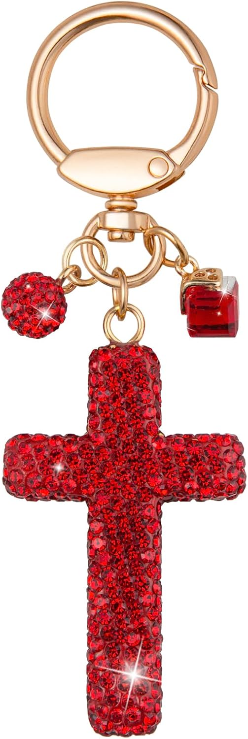 Fashion Cross Keychain for Women with Key Ring Purse Charms for Handbags
