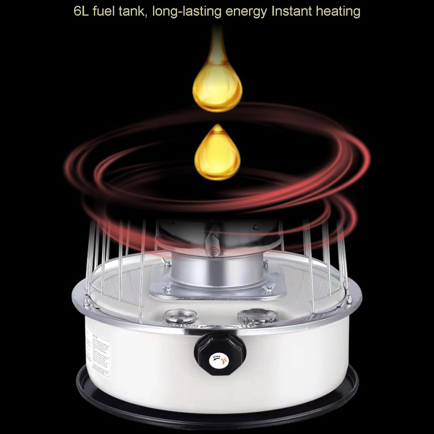 6L Kerosene Heater, Portable Kerosene Stove Heater, Lightweight Energy-Saving Kerosene Stove Burner for Indoor Outdoor Ice Fishing Backpack Hiking with Wicks, Storage bag, Oil Pump, Funnel, Gloves