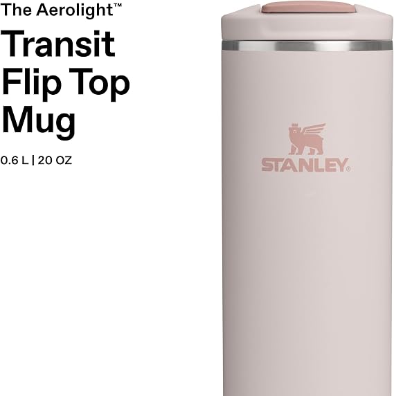 STANLEY The Transit FlipTop Mug Termos 0.60 Litre - Pembe Kuvars (Rose Quartz) | Paslanmaz Çelik