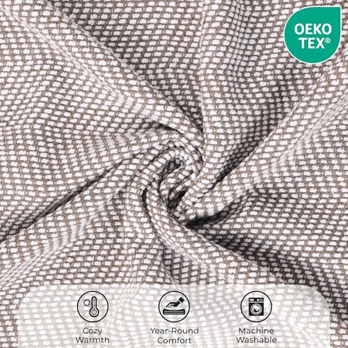 Couverture en coton chenille à chevrons pour lit et canapé