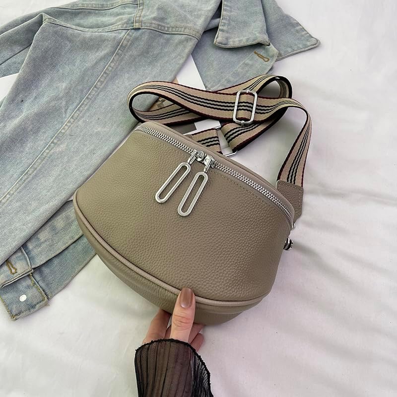Leather Fanny Pack for Women - Minimalist Crossbody Sling Bag | Genuine Leather Chest Belt Bum Bag Waist Purse (Khaki) - Image 7