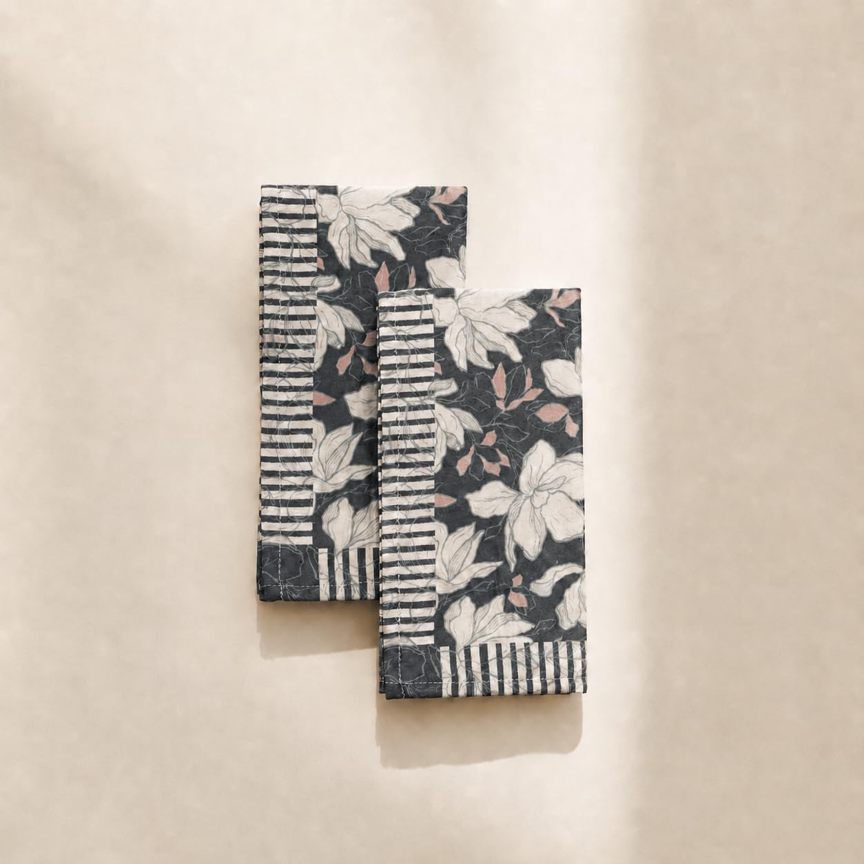 100% Cotton Printed Cloth Napkins Set of 6, 18x18 Inch Reusable Dinner Napkins, Soft Washable Floral Table Napkins for Dining, Parties & Hosting - Lotus Vine