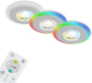 BRILONER - Set di 3 plafoniere da incasso LED, anello luminoso LED RGB CCT, LED piatto...