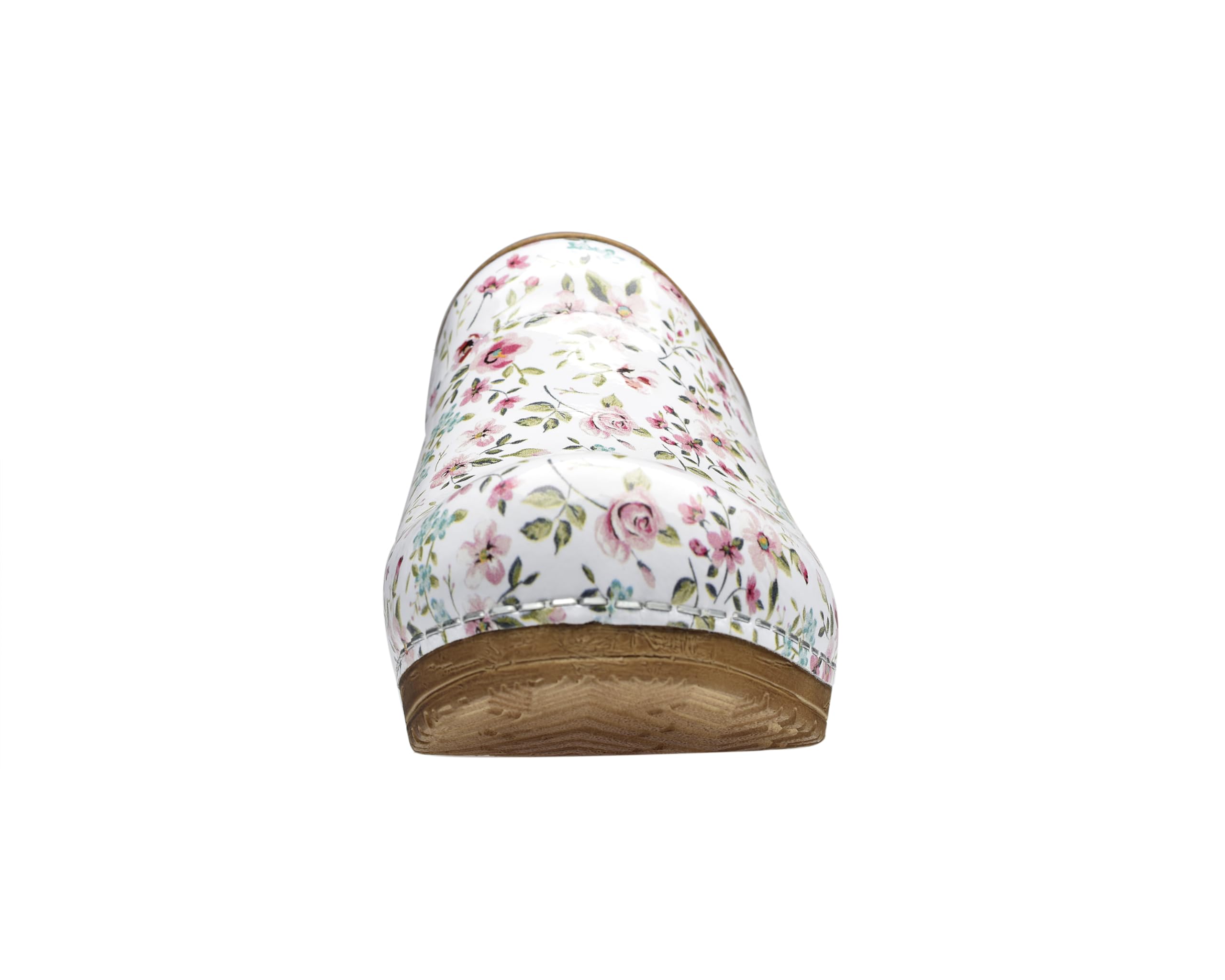 Sanita Illo Open Clog, Patent Leather, Original Handmade, Flexible Leather Clogs for Women, Anatomically Shaped Foot Bed with Soft Foam
