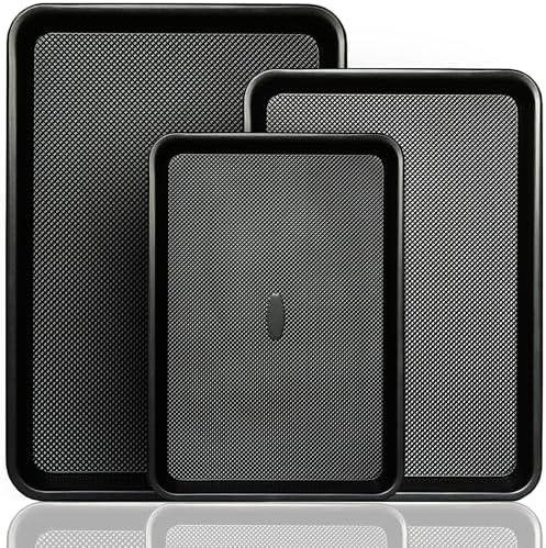 Large Baking Sheet Set of 3, UUKRAVE Cookie Sheets For Baking Non Toxic with Diamond Non Stick Base, PFAS/PTFE/PFOA-Free, Half/Quarter/Jelly Roll Pans, 0.8mm Thick Heavy Duty Cookie Tray, Black