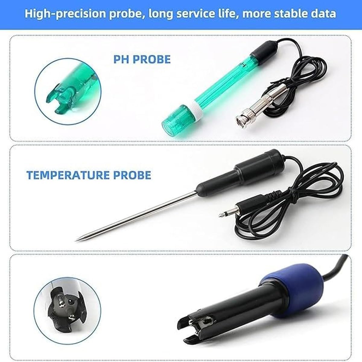 Laboratoryjny miernik PH 6 w 1, cyfrowy monitor jakości wody z kompensacją temperatury 0-50°C, detektor jakości wody z funkcją zapisywania danych, do basenu, akwarium, laboratorium