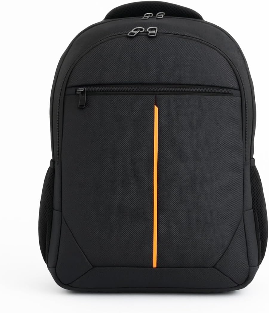 3 Bölmeli Okul Sırt Çantası (Laptop Bölmeli) Siyah-Turuncu 2121