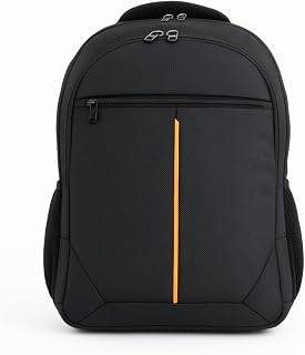 3 Bölmeli Okul Sırt Çantası (Laptop Bölmeli) Siyah-Turuncu 2121
