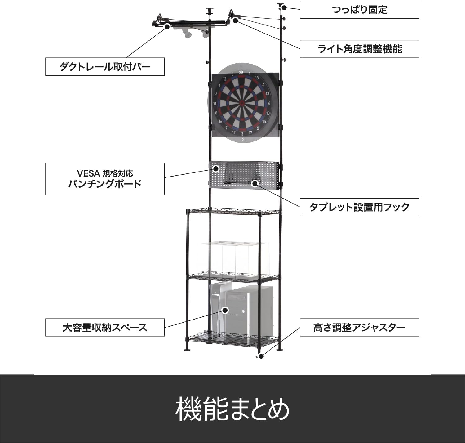 BLITZER Lighting System Dart Stand, Lighting System That brightens up Your Dartboard, Creates The Mood of Your Room Like a Dart bar, Light Angle Adjustment Function, Includes Punching Board for Cable