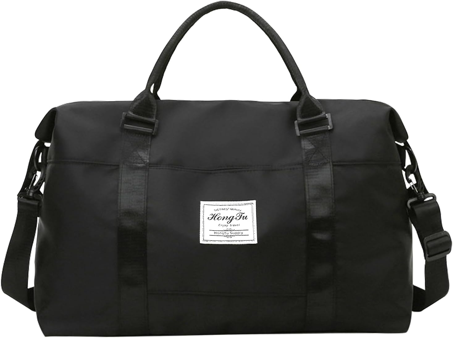 INVODA Travel Duffel Bag Sports Tote Gym Bag Shoulder Weekender Overnight Bag Carry on Travel Bag for Women (Black)