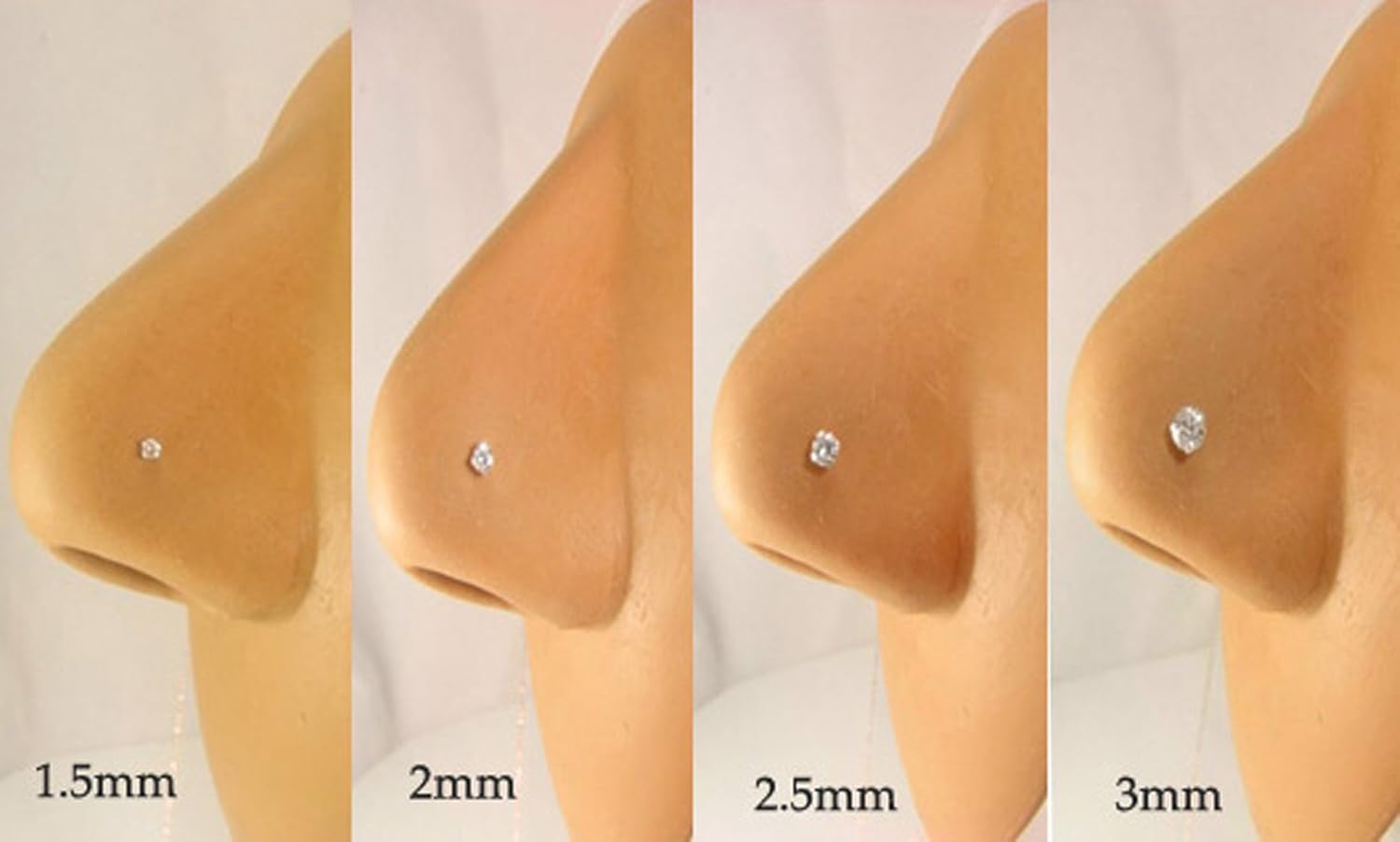JewelMore Diamond Nose Stud 14K White or Yellow Gold Nose Ring Twist Screw 20 Gauge I1 Clarity (1.5mm 0.015 ct. tw)