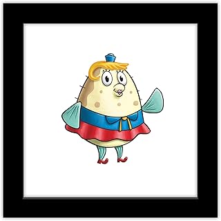 Gallery Pops Nickelodeon SpongeBob SquarePants - Mrs. Puff Wall Art Wall Poster, 12" x 12", Black Framed Version