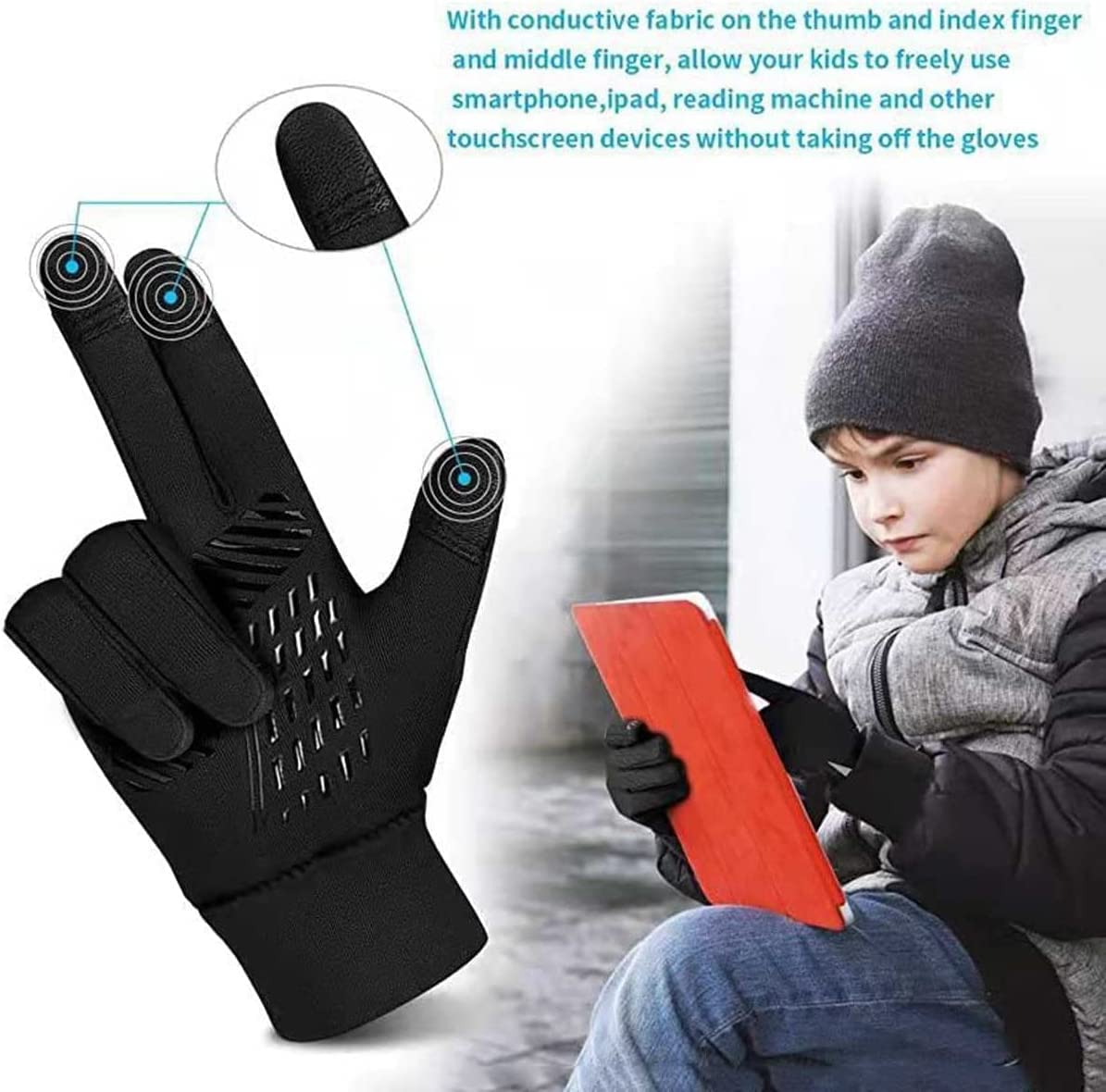 Habiba Mitones Guantes cálidos de Invierno, Mitones Reflectantes de Pantalla táctil, Guantes de Dedo Completo para Hombres y Mujeres para Deportes al Aire Libre, Negro Útil