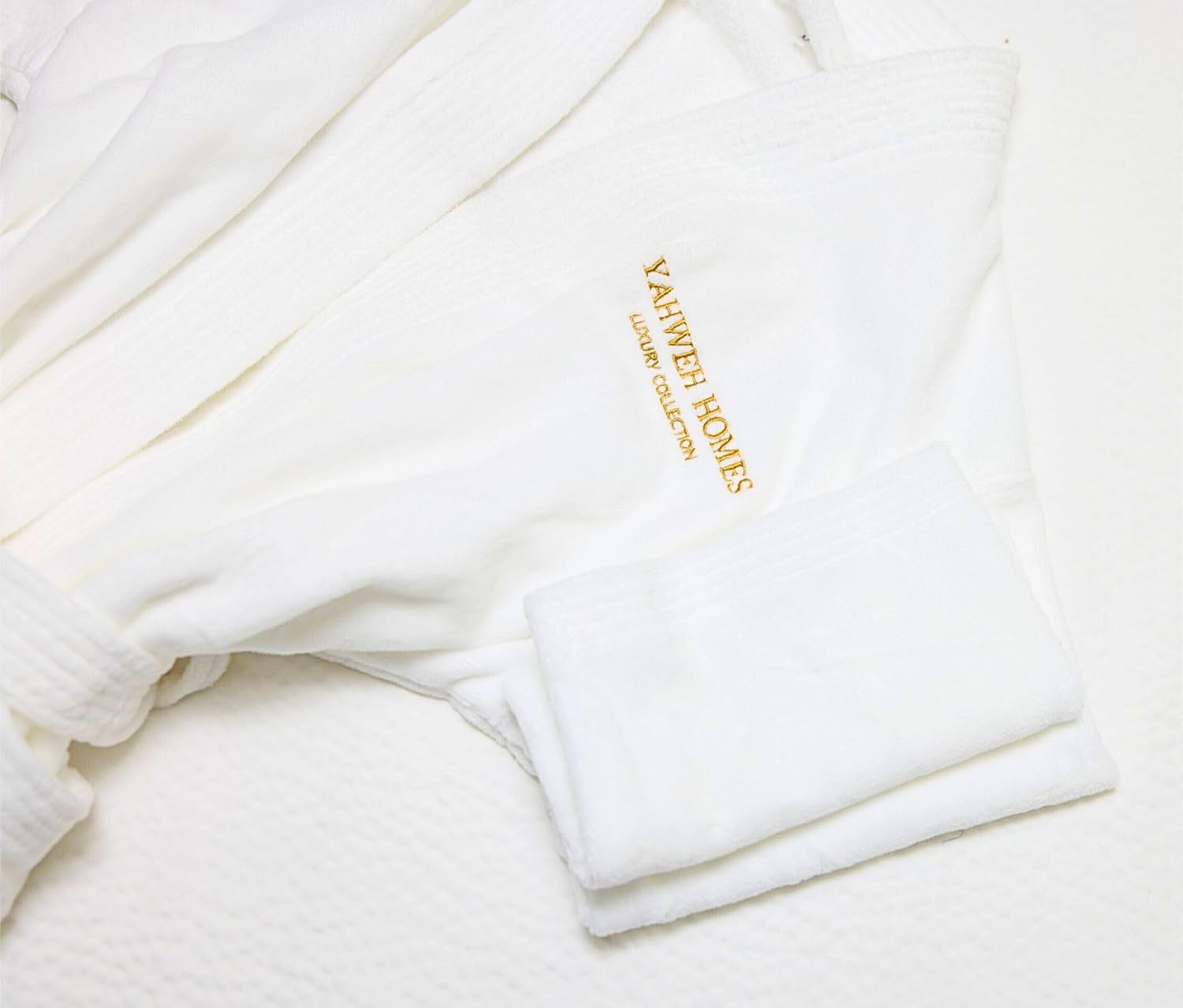 LUXURY COLLECTION Spa Robe – 100% Organic Cotton, Unisex Shawl Collar, One Size, Absorbent Terry, Belt & Deep Pockets, Hotel-Quality – White