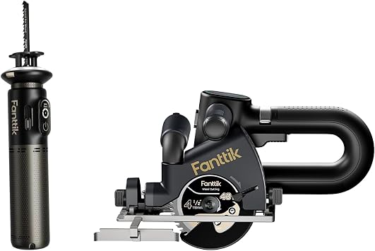 Fanttik R11 Pro Cordless Mini Reciprocating Saw for Wood & PVC Cutting & Fanttik O11 Apex 4-1/2 inch Cordless Circular Saw, 4700RPM Brushless Motor