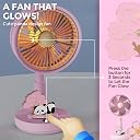 Wembley Mini Handheld & Desktop Fan| Portable with Height & Angle Adjustment| With Detachable Cute Panda | Rechargeable & Battery Operated High-Speed Fan with Light (Pink) gallery image