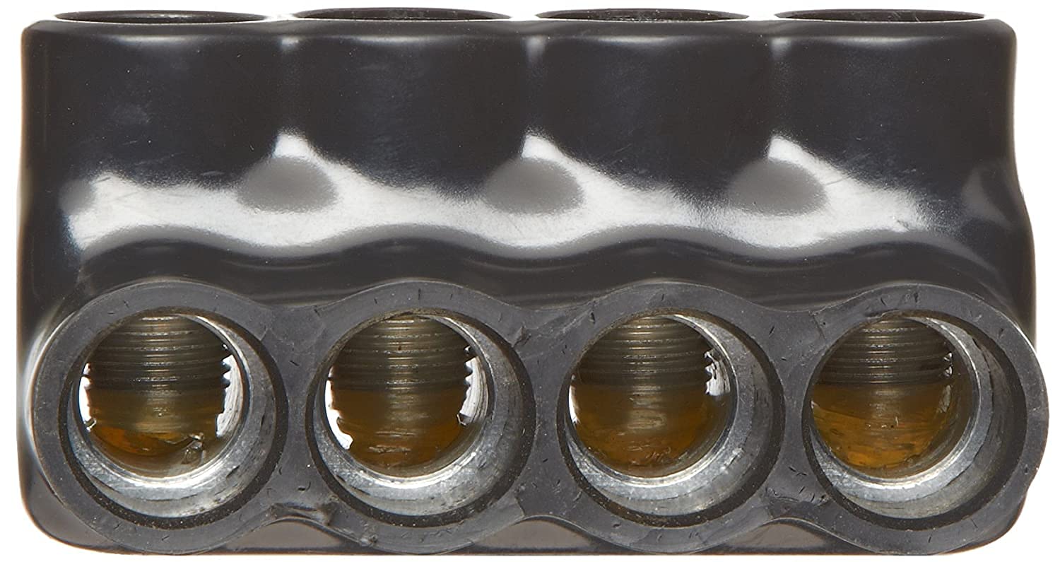 Morris Products 97644 Black Insulated Multi-Cable Connector - Dual Entry 4 Ports 250-6 Wire Range, 2-Pack