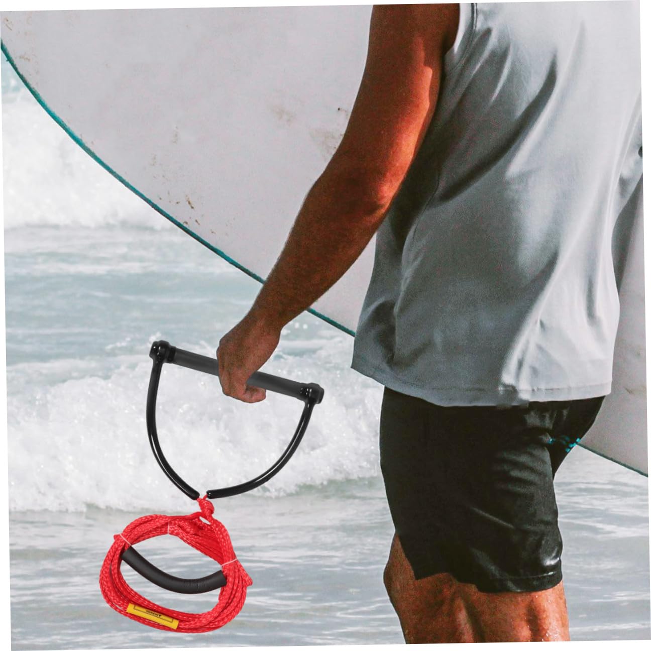 Alipis Corde de Remorquage pour Ski Nautique en PP Poignée Confortable et Résistance aux UV, pour Tubing et Planche à Genoux, Corde Rouge Résistante à l'usure