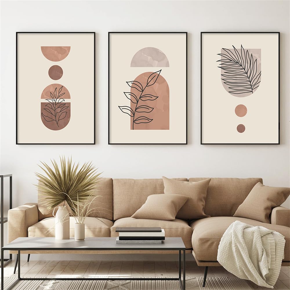 Wbyzac Multicolored Botanical Posters-Boho Abstract Geometric Leaves Posters Mid Century Canvas Painting Wall Art Print Pictures For Living Room Kitchen Home Decor-60 * 80Cm*3Pcs (No Frame)