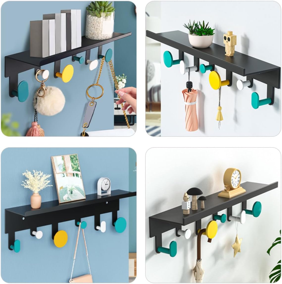 Sturdy Wall-Mounted Key Holder Rack with 6 Hooks, Iron Minimalist Shape Key Organizer for Entryway, Elegant and Simple Wall Storage Hook for Home and Office