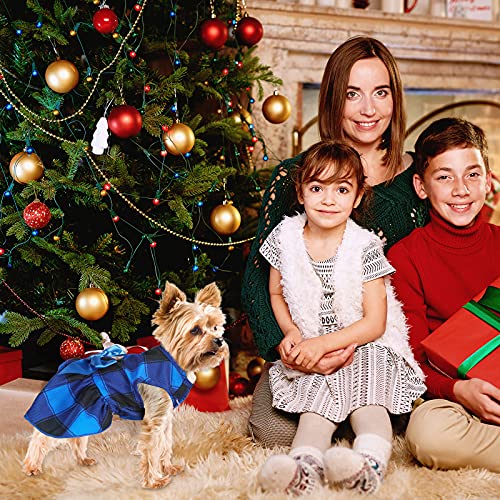 3 Pieces Christmas Buffalo Plaid Puppy Dress With Bowknot Plaid Dog Princess Dress Check Pattern Dog Skirt Holiday Pet Dresses Puppy Costume Apparel Clothes For Small Dogs (M (5-7Lbs)) #TOP2