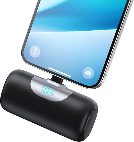 Mini Portable Charger for iPhone,Upgraded 22.5W PD Fast Charging 5500mAh Ultra-Compact Power Bank,LCD Display Plug-in Cute Battery Pack Travel