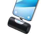 Mini Portable Charger for iPhone,Upgraded 22.5W PD Fast Charging 5500mAh Ultra-Compact Power Bank,LCD Display Plug-in Cute Battery Pack Travel Essentials for iPhone 14/14Pro/13/12/11/X/8/7/6 (Black)