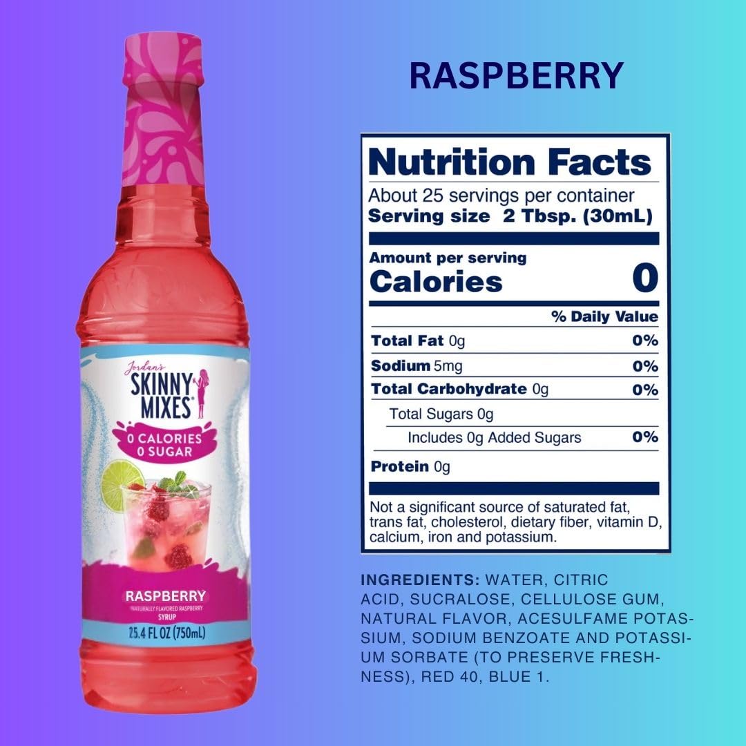 Skinny Mixes Sugar-Free Cocktail Syrup, Raspberry Coconut & Cherry Variety Pack, 25.4 fl oz, 3 Pack, 0 Calories