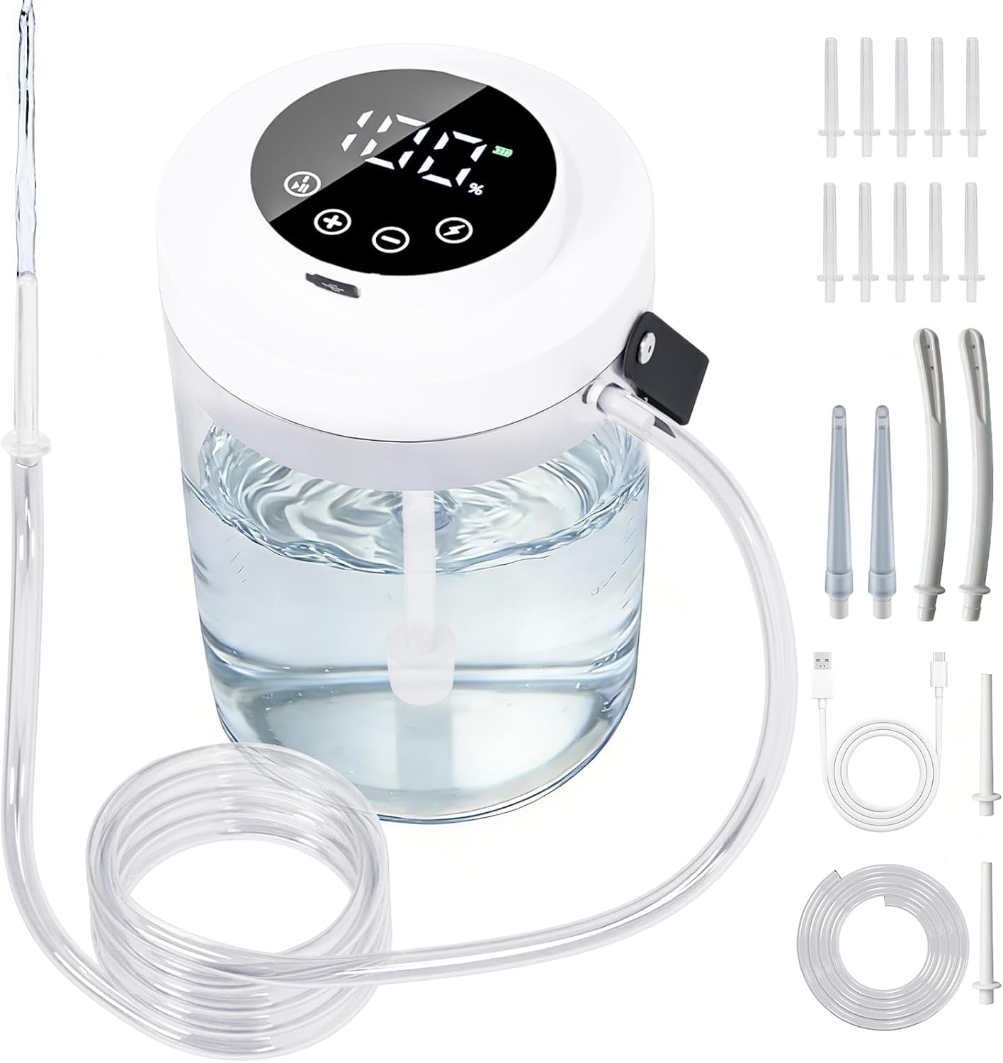 Electric Enema Bucket Kit for Colon Cleanse for Women Men, 1.5L (2 Quart) Coffee Enema Coffee Organic Kit with 100-Level Adjustable Water Pressure, LCD Display, 16 Nozzles