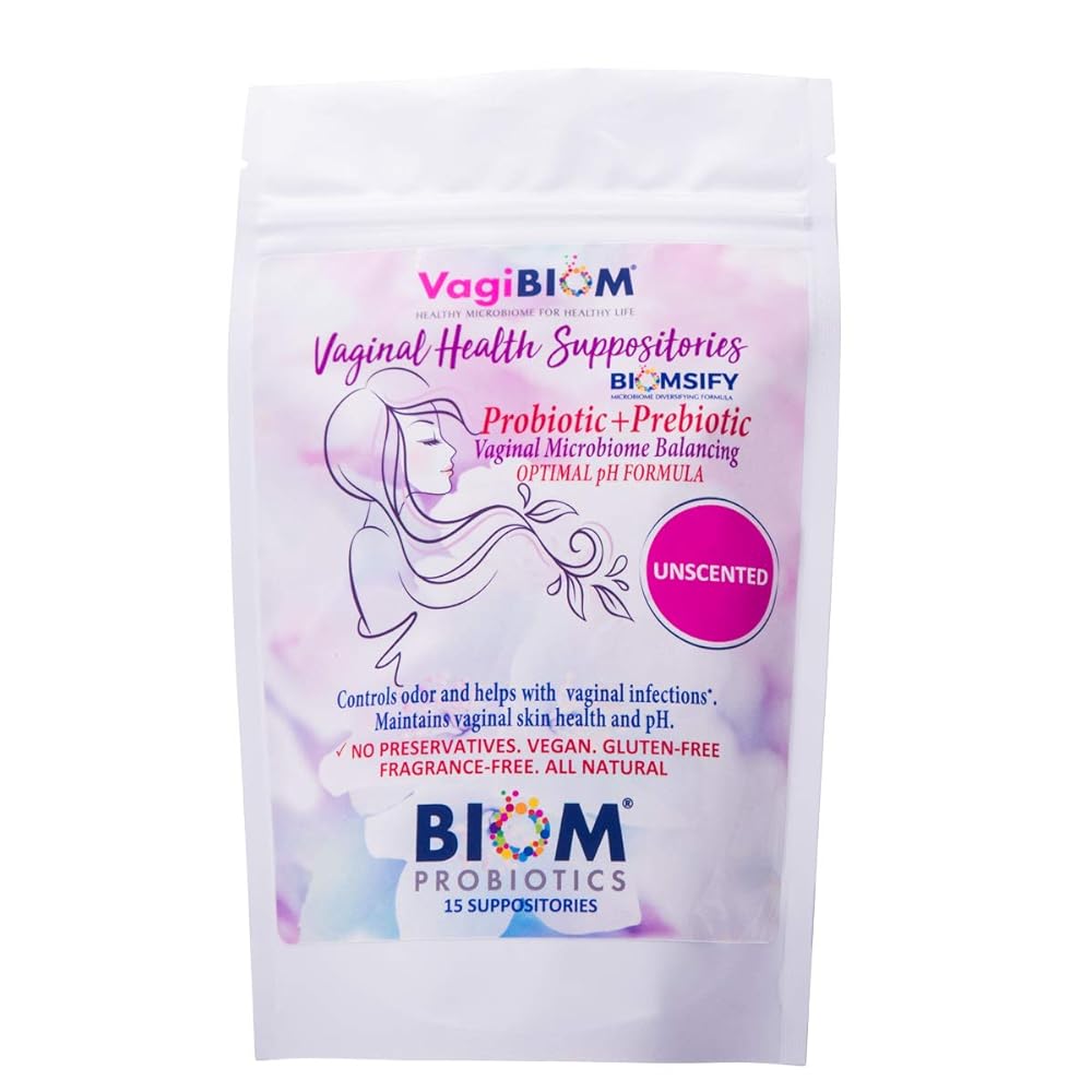 Biom Vaginal Probiotic Suppository: Natural Vaginal pH and Odor Control Regimen; Balance and Nourishes Vaginal Lactobacillus Flora ; No Parabens, Fragrance-Free (15)