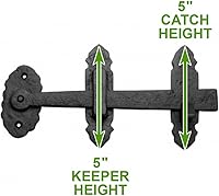 Vista 6 de Renovators Supply Manufacturing Cerradura de puerta de 6 pulgadas. Pestillo de pulgar forjado negro para puertas de gabinete y puertas
