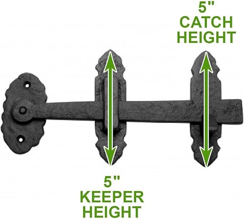 Miniatura 6 de Renovators Supply Manufacturing Cerradura de puerta de 6 pulgadas. Pestillo de pulgar forjado negro para puertas de gabinete y puertas con