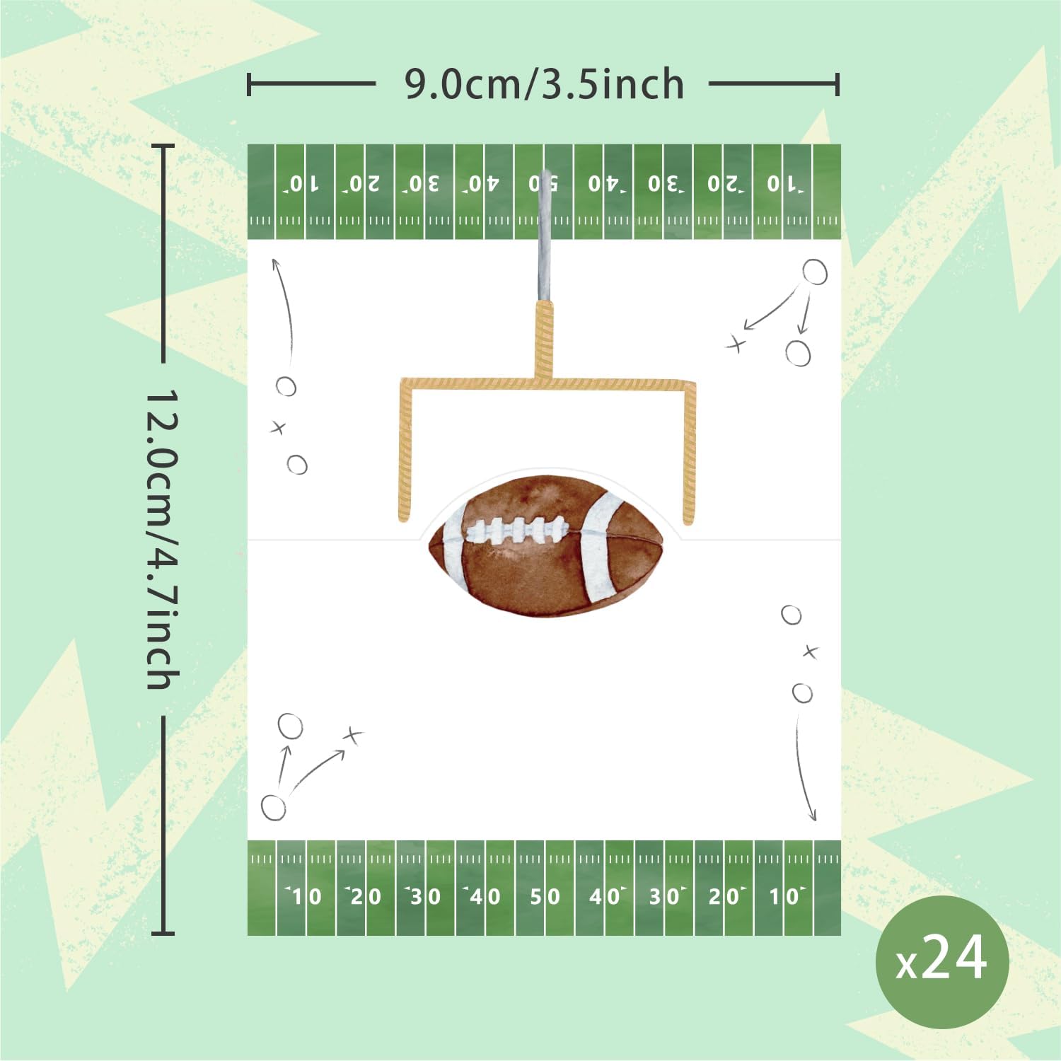 24 Pcs Football Buffet Food Labels, Sprots Themed Folded Place Cards