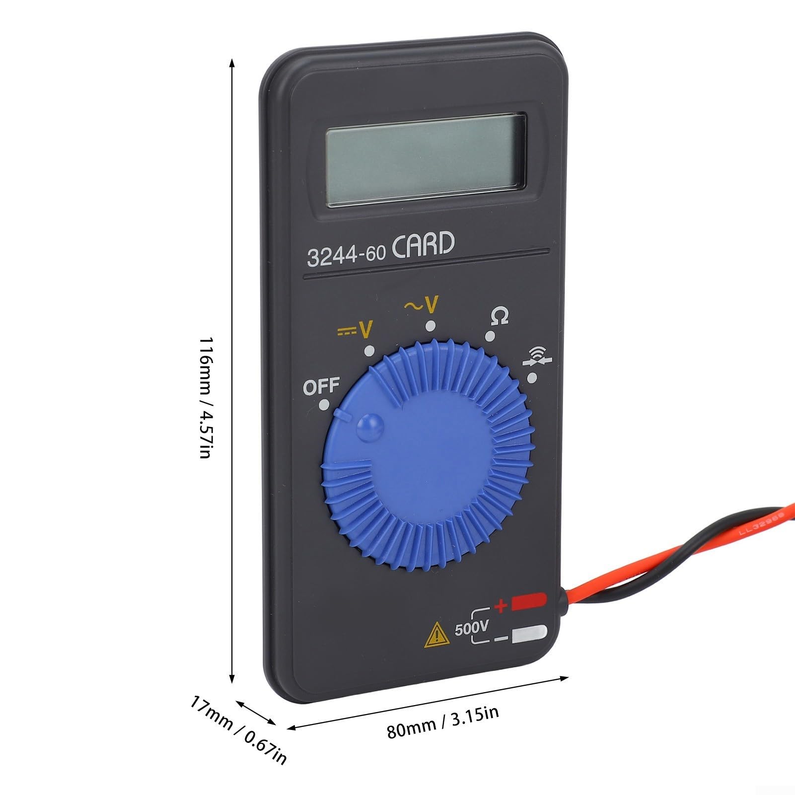 Multimetro per schede 3244-60 con test di isolamento, punte di misurazione da 15 mm per prese profonde, display LCD digitale, protezione da cortocircuito, con borsa per il trasporto e cavo