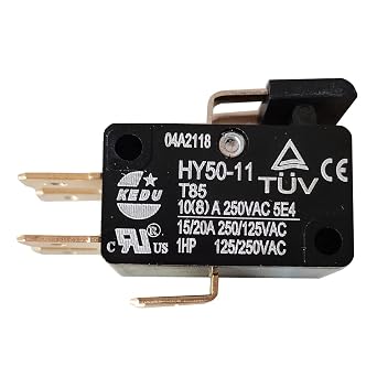 2Pieces KEDU HY50-11 Micro Switch 6Pins Push Button Switches 2NO+2NC Normal Distance 2.7mm 108 A 250VAC 5E4 15/20A 250/125VAC 1HP 125/250VAC CE TUV