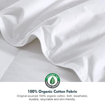 Twin Feathers Down Comforter,Medium Warm All-Season Duvet Insert | 100% Organic Cotton Cover,Machine Washable Hotel Quilt,White Bed Blanket,OEKO-TEX Certified,Box-stitch Prevents Shifting